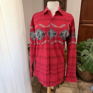 Vintage Roper Made in USA Southwestern Aztec Pearl Snap Western Shirt Medium